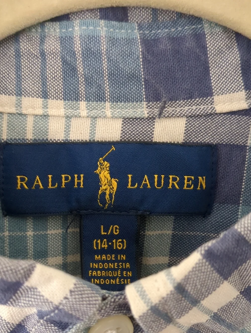 Ralph Lauren Boys Blue Plain Cotton Broadcloth Oxford 14-16